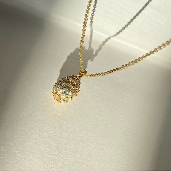 Swarovski gold tone crystal ball necklace - Picture 9 of 11